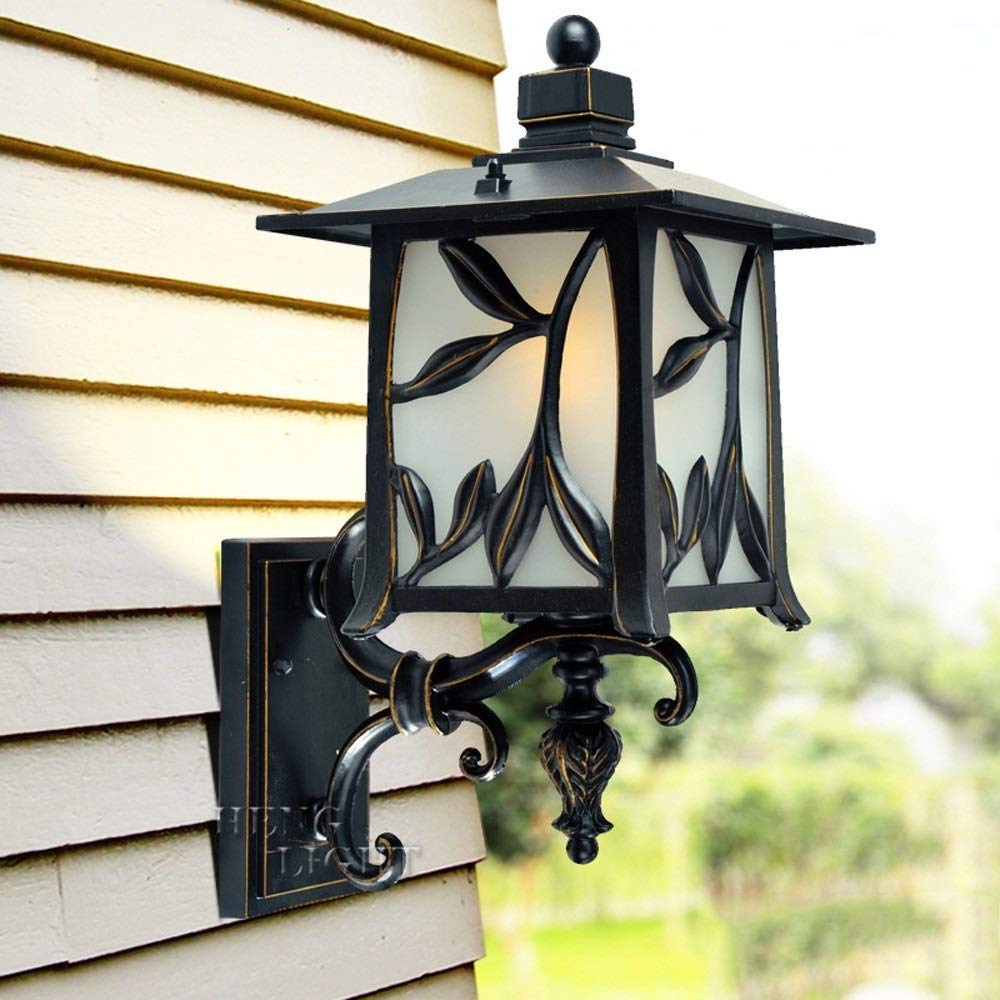 Lumière murale extérieur style européen noir golden rim pour couloir de jardin