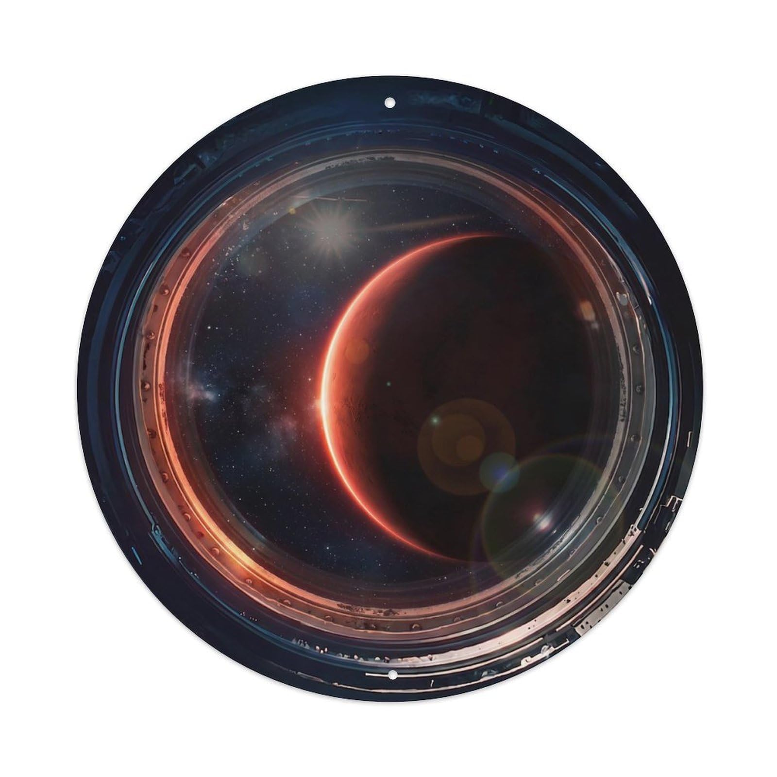 Red Planet Crescent View Metal Tin Sign