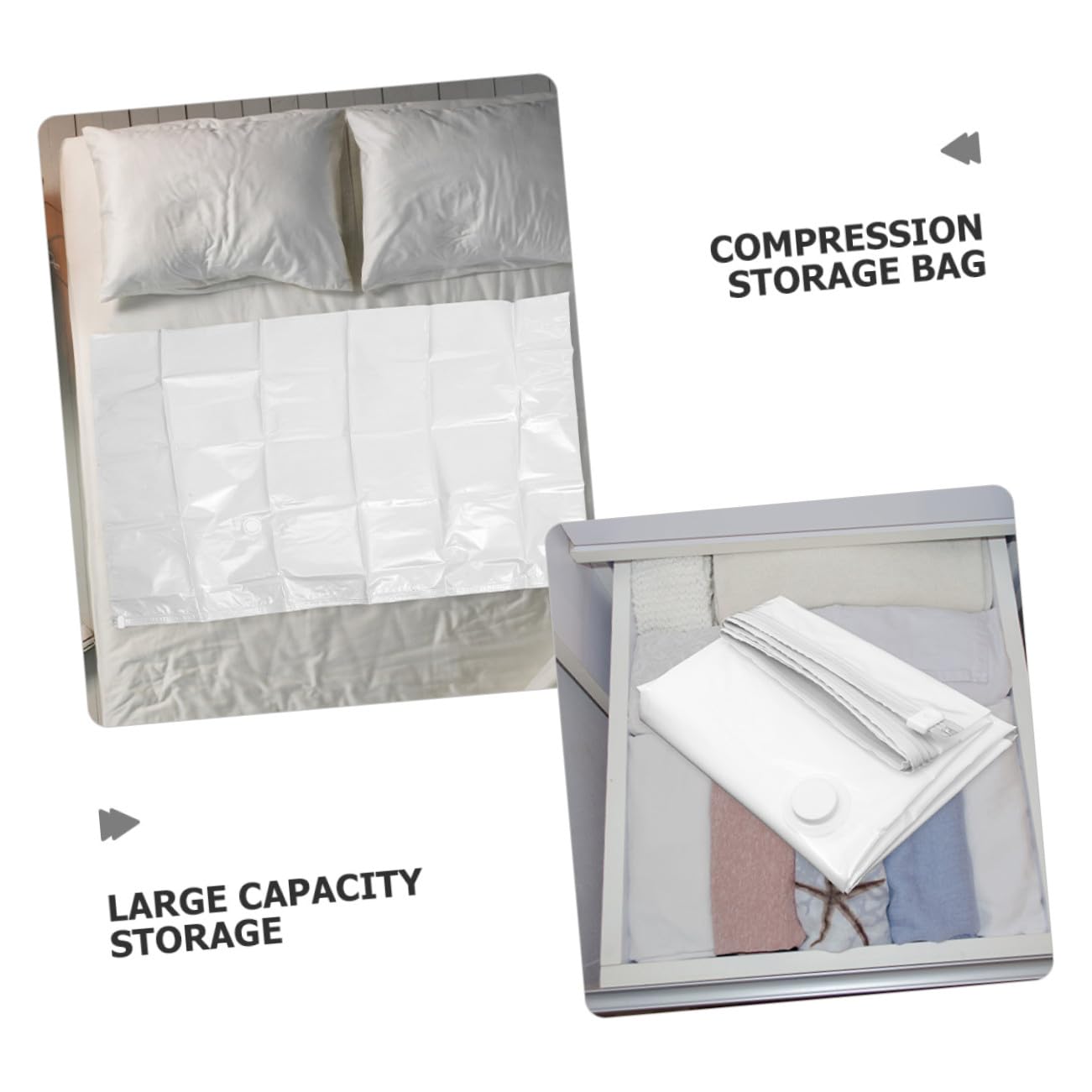 ABOOFAN 2 Piezas Bolsas de Vacío para Colchón, Almacenamiento al Vacío Reutilizables Gran Capacidad, para Ropa y Colchones, Adecuado para Dormitorios y Sótanos