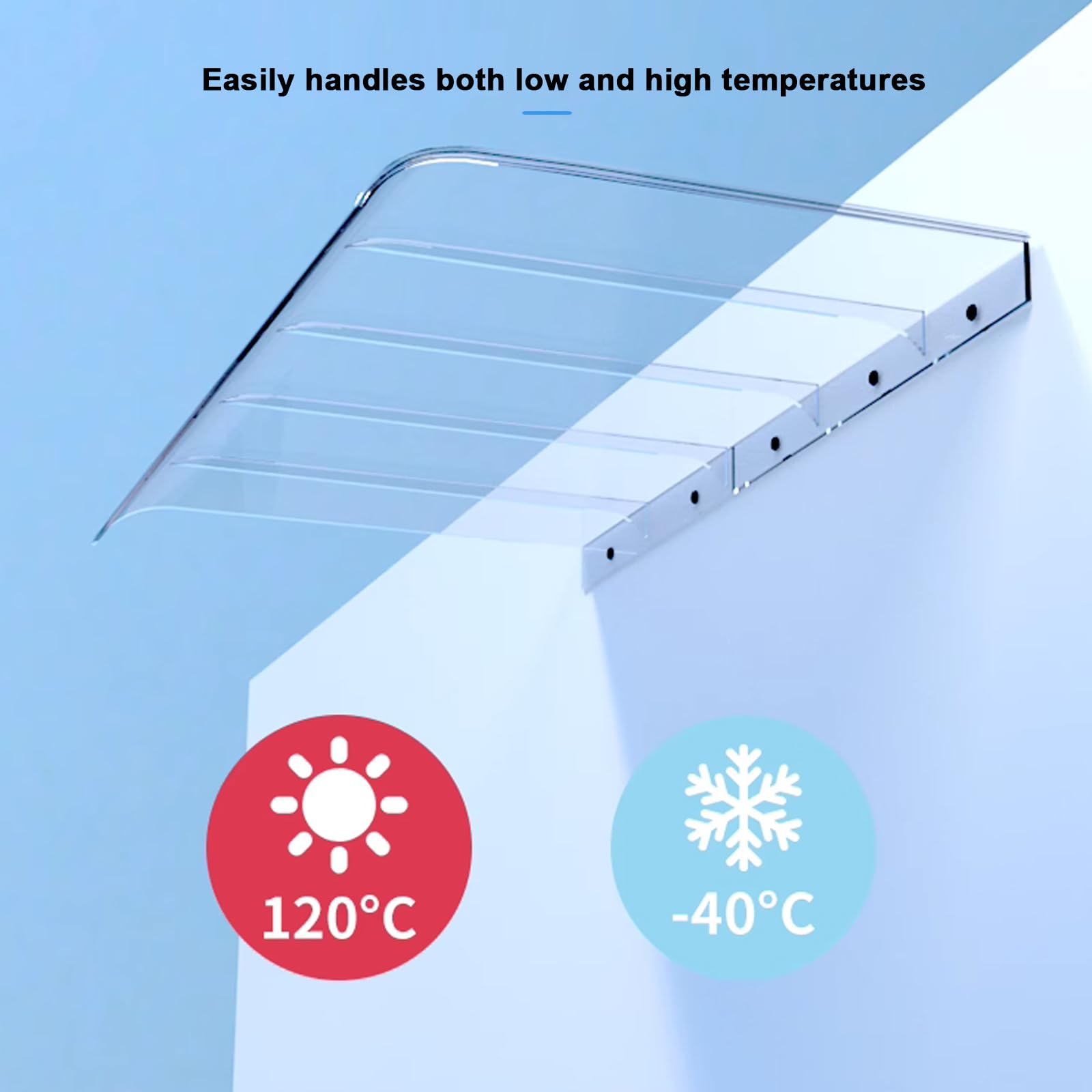 Unsichtbar Vordach Überdachung Haustürvordach,Transparent Pultvordach,Vordach für Haustür,Uv-Schutz Türdach Pultbogenvordach aus 3 Mm Polycarbonat,für Tür und Fenster (50x300cm/20 x118)