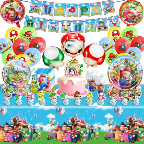Chiputaogan Mari decoración de cumpleaños, vajilla de papel para fiesta de cumpleaños infantil, vasos, globos, decoración para 10 personas (2)