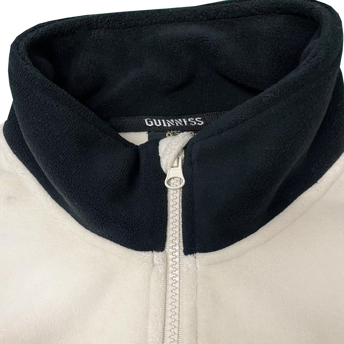 Guinness Fleecepullover mit halbem Reißverschluss - Schwarz & Creme - Warmer & Stilvoller Outdoor-Pullover, Größe L