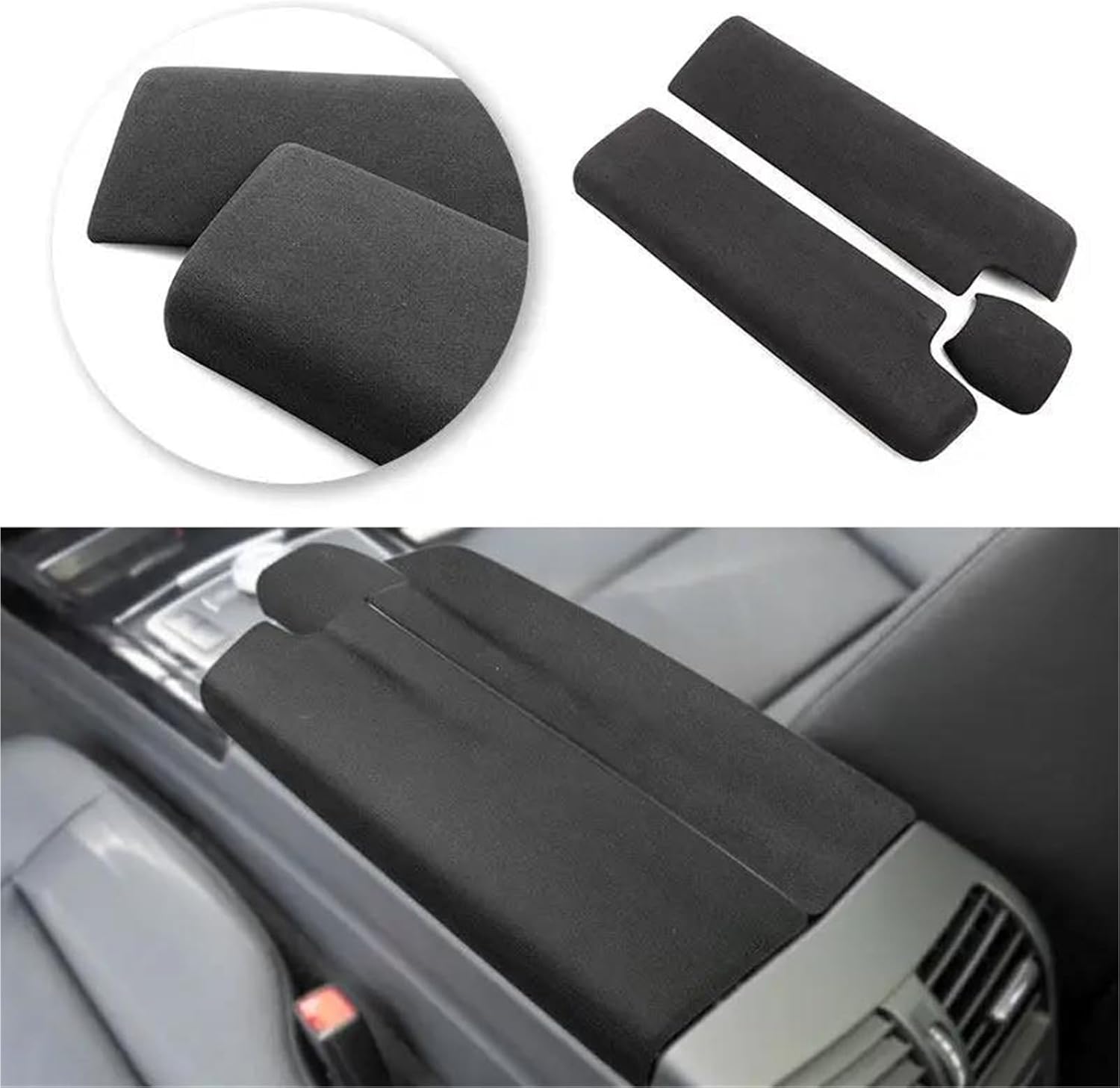 Armrest Box Protective Cover 3pcs ABS+Suede Leather Car Accessories Center Console Armrest Box Panel Trim Cover for E-Class W212 2010-2015