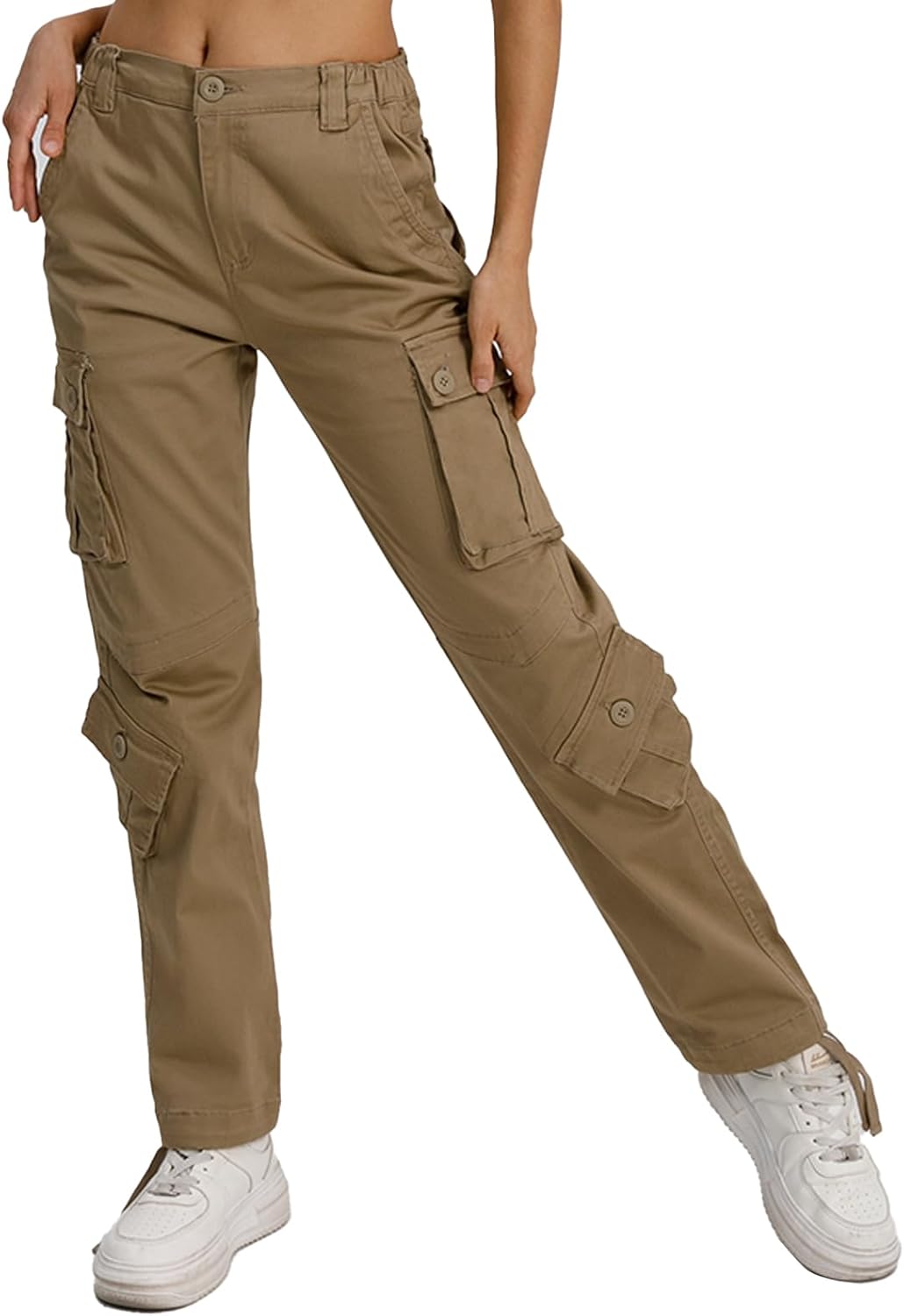 Match Womens Outdoor Hiking Cargo Pants with 8 Utility Pockets Loose Fit for Work Travel and Daily Use