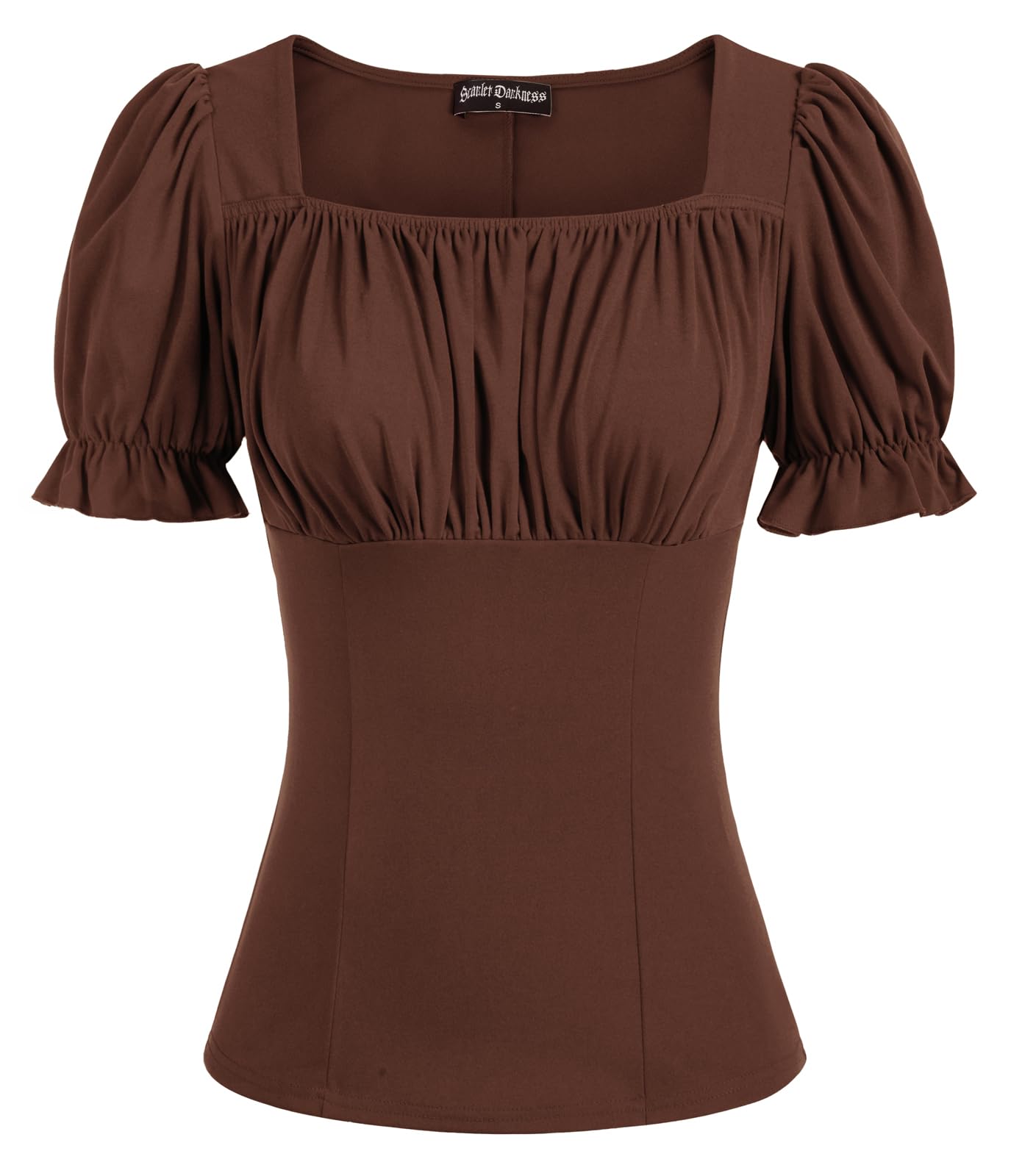 Scarlet Darkness Chemise Renaissance à manches bouffantes et col carré pour femme