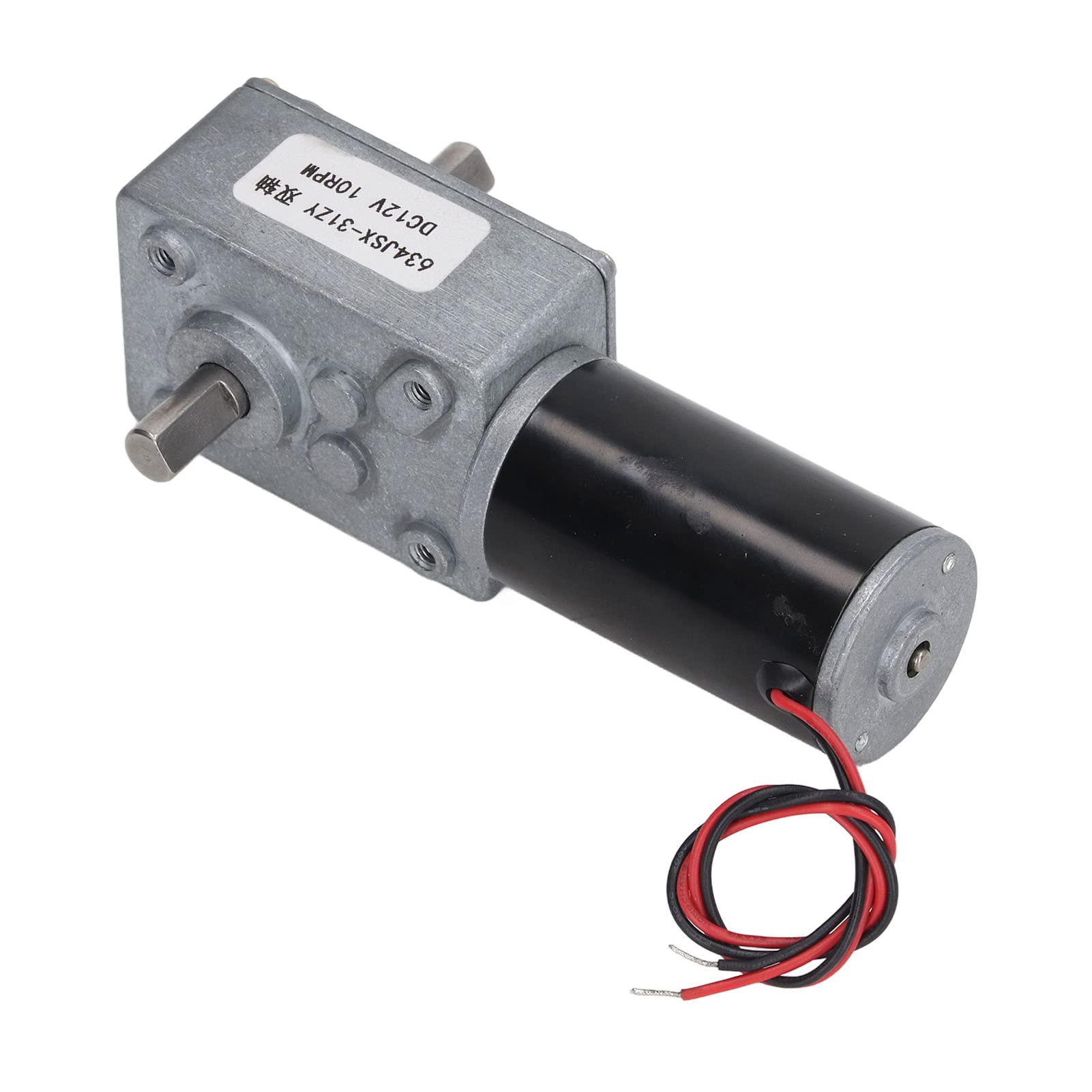 Motor de reducción de corriente continua 12 V CW CCW con doble eje, bobina de latón autobloqueante para automatización (10 rpm)