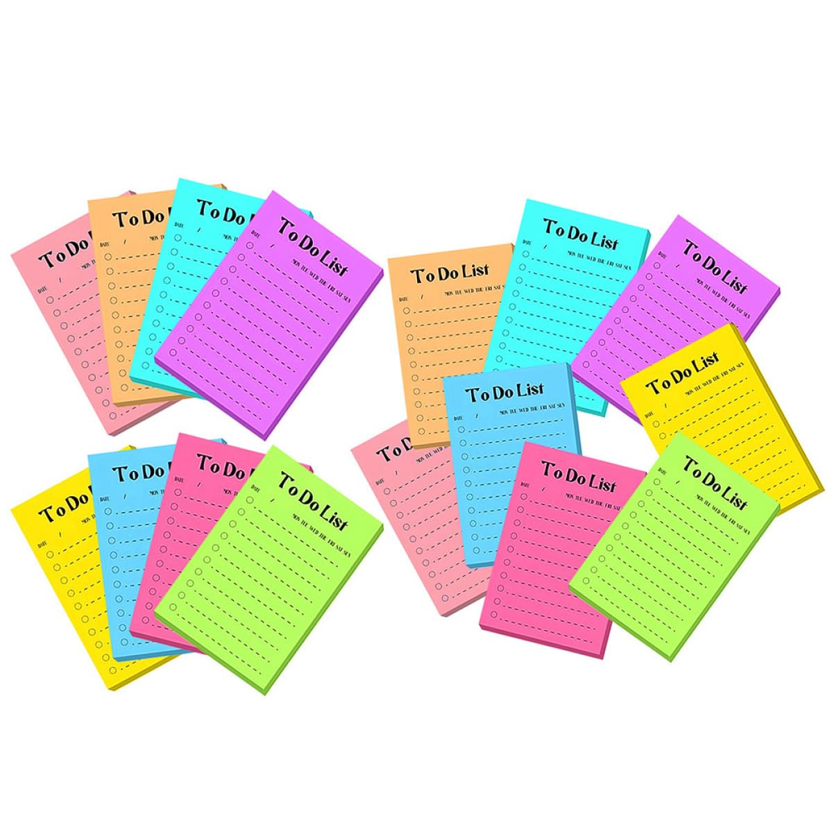 Pegatinas de Notas Fluorescentes de Papel 16 Libros | Planificador y Listas, Uso en Casa y Escuela, Formato Portátil 50 Hojas por Libro