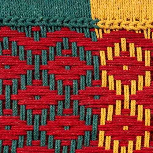 Image of Srima Wooden Bench for Living Room | Handcrafted Sheesham Wood Backrest Bench for Balcony & Garden | Traditional Rajasthani Patio for Outdoor with Cotton Handwoven Rope | Colorful