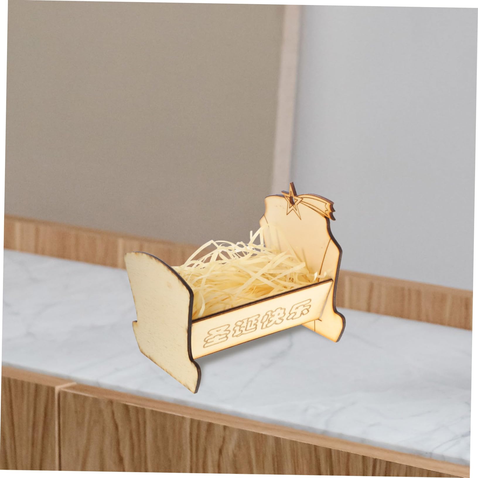 Cabilock 3stücke Holzkrippe Mit Jesusfigur Handgefertigtes Krippenornament Für Weihnachtsdekoration Massivem Für Schreibtisch Und