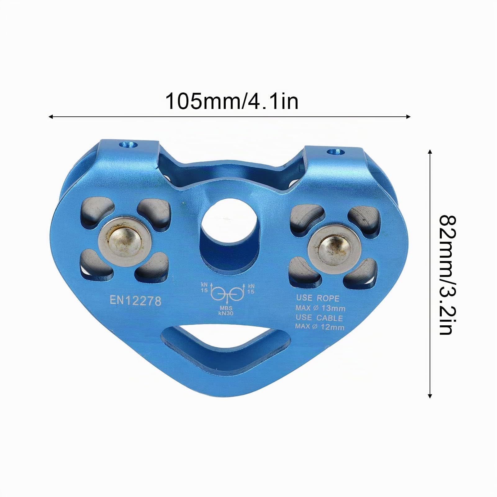 Naroote Poulie de Tyrolienne à Double Escalade, Conception à Double Roulement Plus Lisse pour l'Escalade, le Passage Aérien, Légère et Portable, Poulie d' 30KN (BLUE)