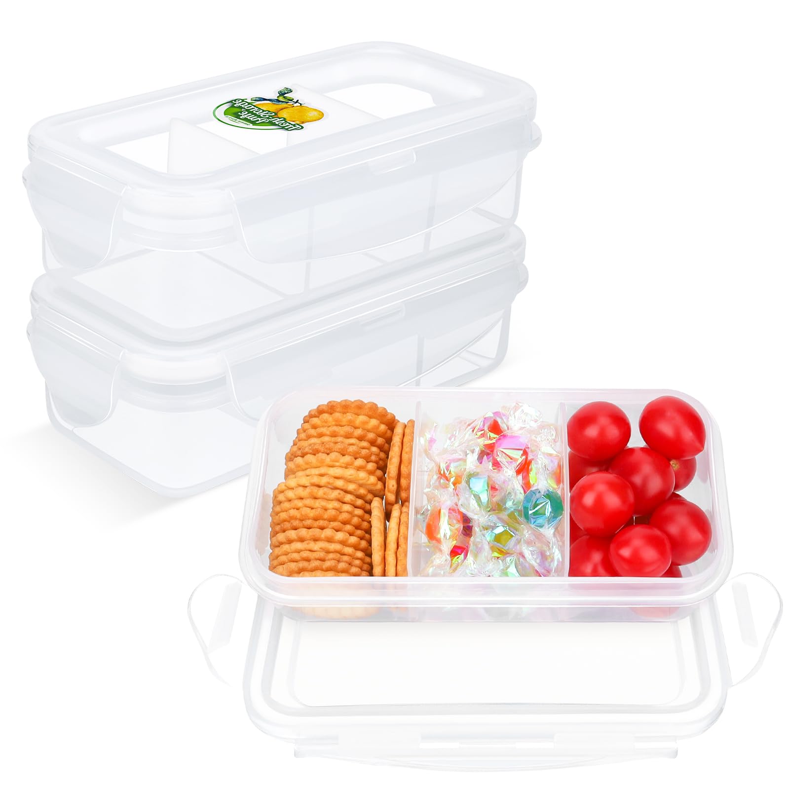 Musiwanna Small Snack Box with 3 Compartments, 300ml 3 Pack, Mini