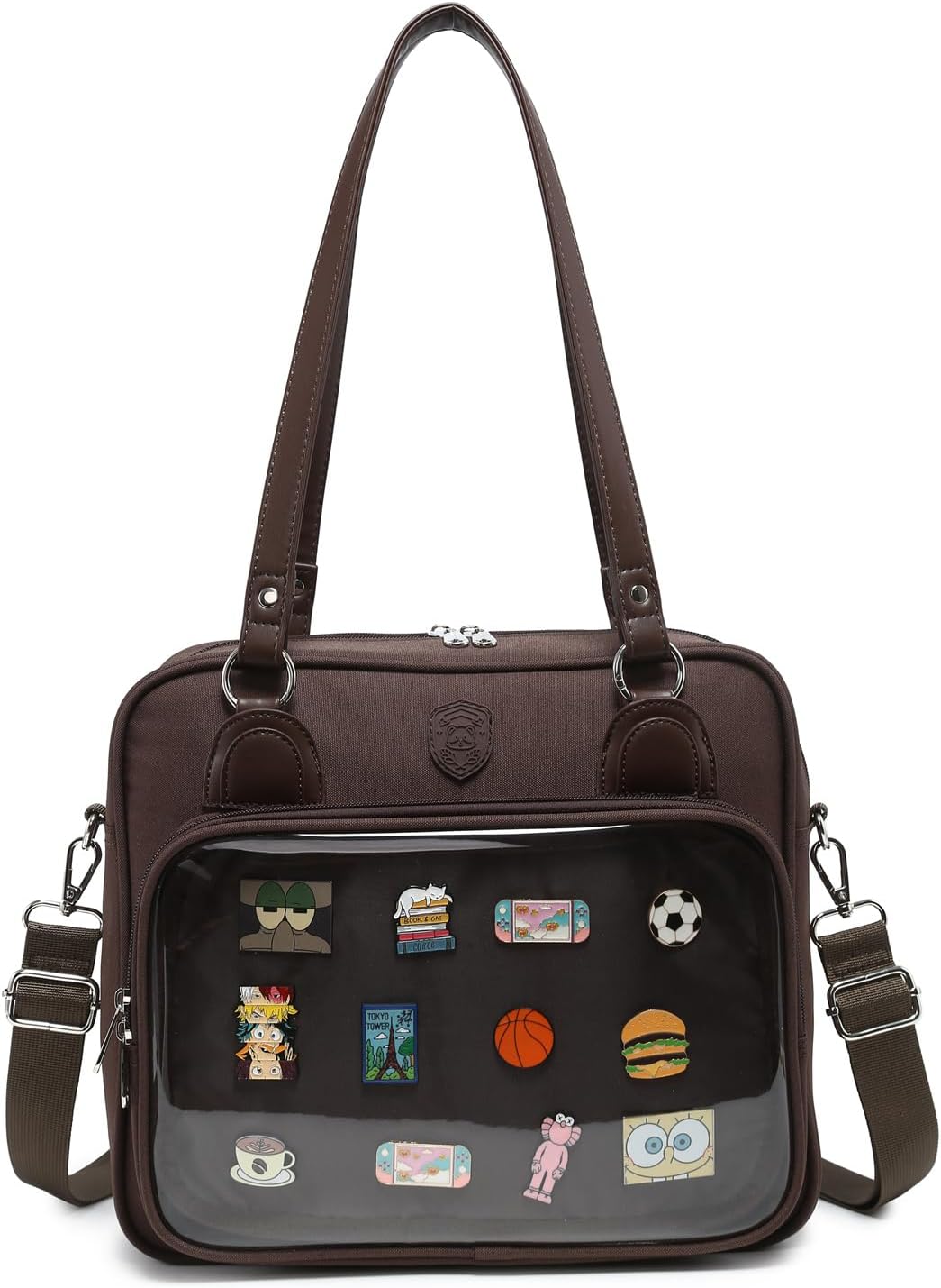 Oxford Ita Bag Crossbody Shoulder Bag Satchel Messenger Backpack Multi-Purpose Pins Display