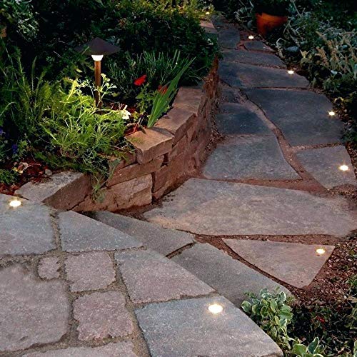 Landscape Lights Low Voltage Outdoor Led Well Lights 12V 24V 5W 3000K Warm White Waterproof In Ground Light for Deck, Pathway, Step, Garden(4 Pack with Wire Connectors)