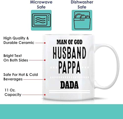 Miniatura 3 de Humorous Gift Man Of God Husband's Blessed Gift, on Father's Day - Pappa Dada Prayers on 14oz Steinless Sl Travel 11 Oz White Ceramic Coffee Mug