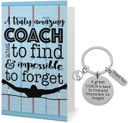 Juego de llavero y tarjeta de entrenador de natación, regalos de entrenador de natación, llavero de entrenador de Great Coach is Hard to Find,
