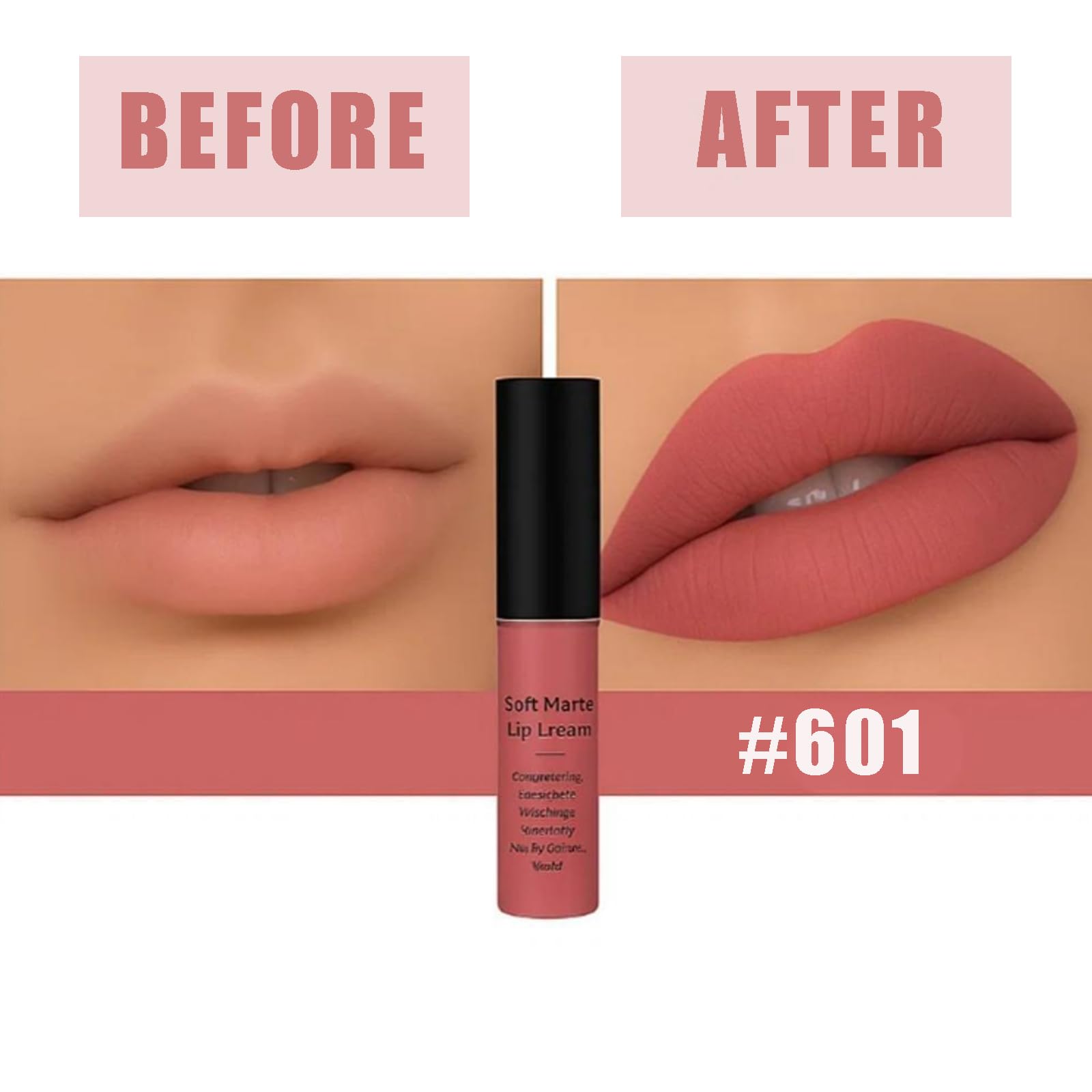 Velvet Matte Liquid Lipstick, Long Lasting Soft Rose Nude Color, Lightweight Comfortable Formula - Image 2