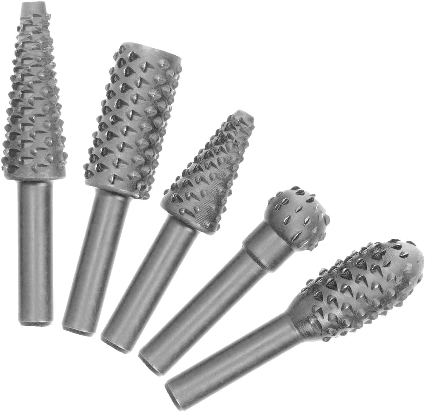 UPTODATETOOLS Rotary Burr Rasp Set - 5Pcs Wood Carving File Drill Bits, 1/4 Inch Round Shank Chisel Shaped Embossed Grinding Head DIY Woodworking Power Tools for Polishing, Grinding, Engraving (B0D4D546BH) Amazon Price History, Amazon Price Tracker