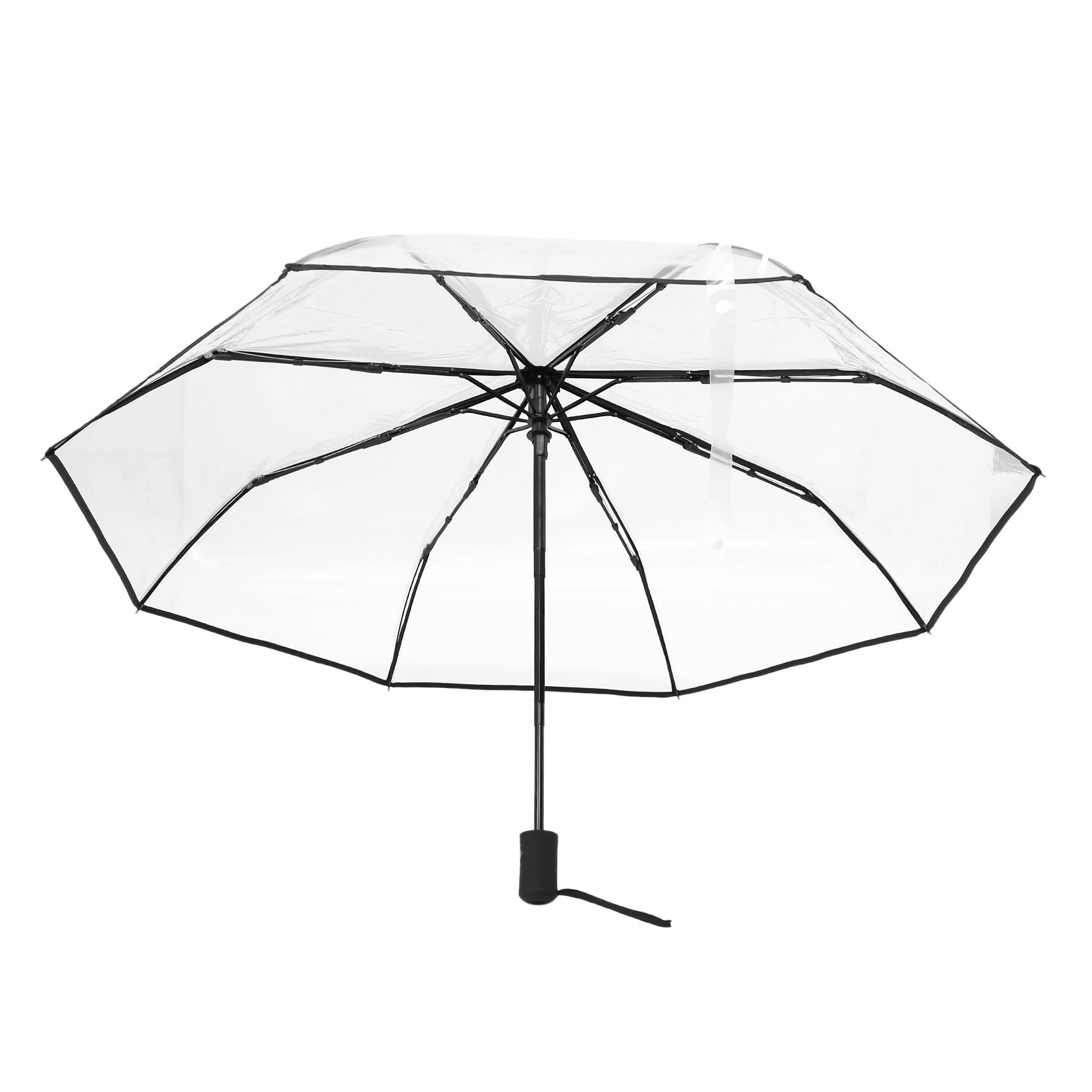 Humanitypd Women's Black Transparent Umbrella Automatic Umbrella Rain Men Auto Umbrella Compact Folding Windproof Style Clear Umbrella,Transparent + Border