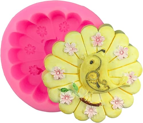 Fondant Mould 2 Pieces 3D Three Dimensional Bird Cherry Blossom Modeling Silicone Mold DIY Baking Drip Mold Plaster Ornament Flower Like Soap Mold