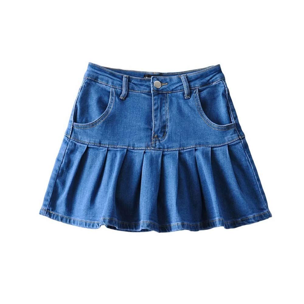 Falda Mujer,Falda De Talle Alto De Una Línea De Moda Volantes Plisados ​​De Mezclilla Verano Sexy Pantalones Cortos De Tubo Falda con Botones De Cremallera para Niñas Señoras En La Playa Fecha