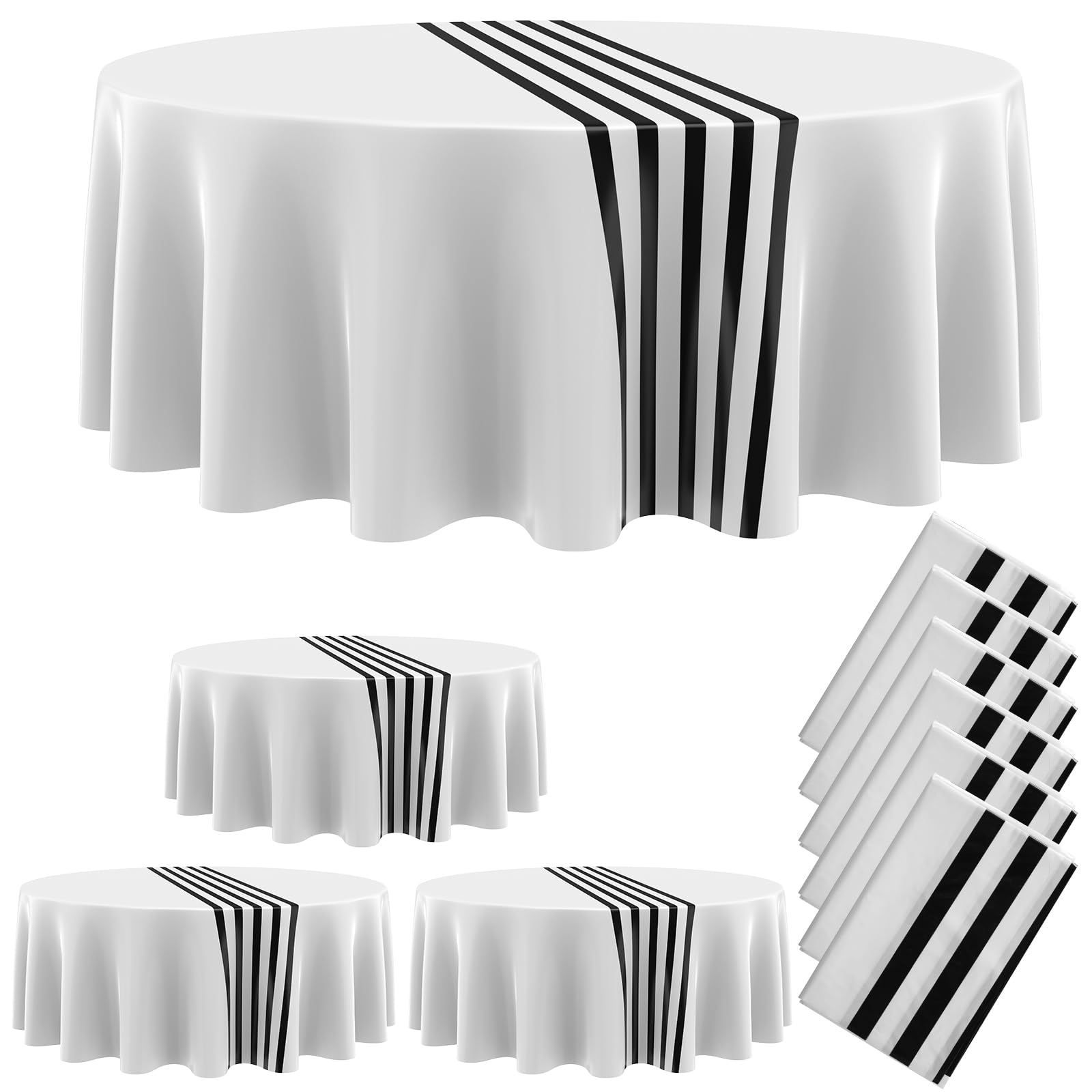 Nappe ronde jetable pour anniversaire et pique-nique chic en lot de 6