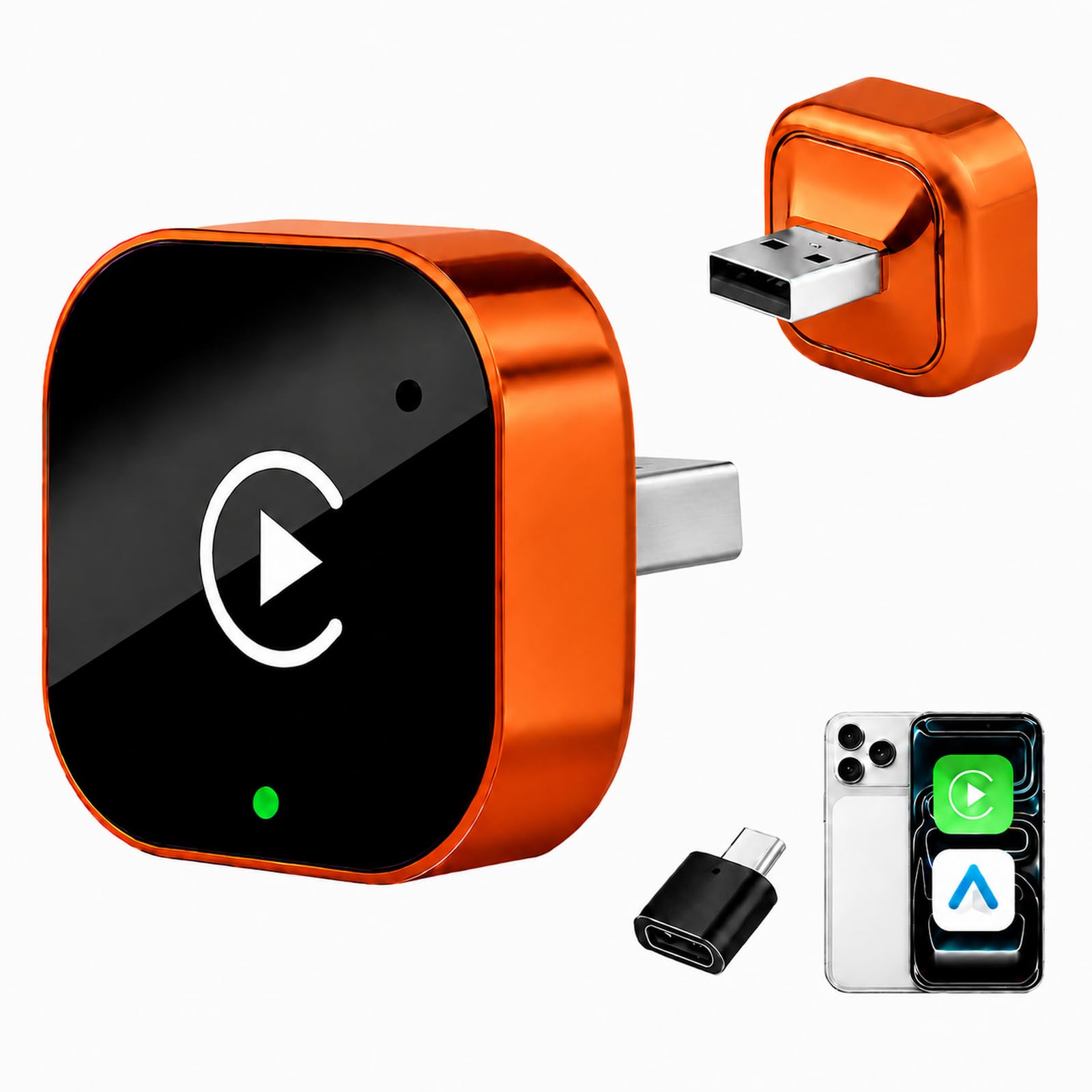 2-in-1 Wireless CarPlay & Android Auto Adapter | Plug and Play, Auto Connect, Supports 1000+ Cars with Built-in Wired Car Play/Android Auto, No Latency