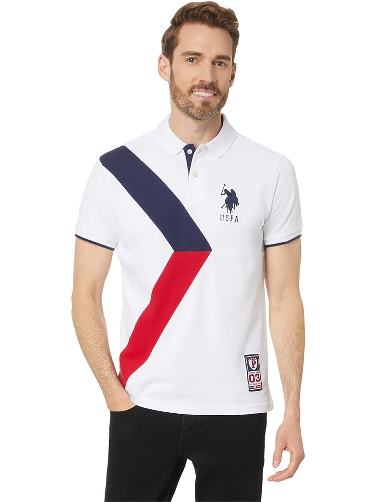 U.S. POLO ASSN. Slim Fit Sash Color-Block Short Sleeve Knit Polo Shirt