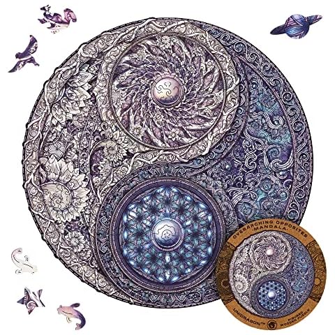 UNIDRAGON Original Wooden Jigsaw Puzzles, Mandala Overarching Opposites, Yin-Yang, 200 pcs, Medium 9.8"x9.8", Beautiful Gift Package, Best Gift for Adults and Kids Cover
