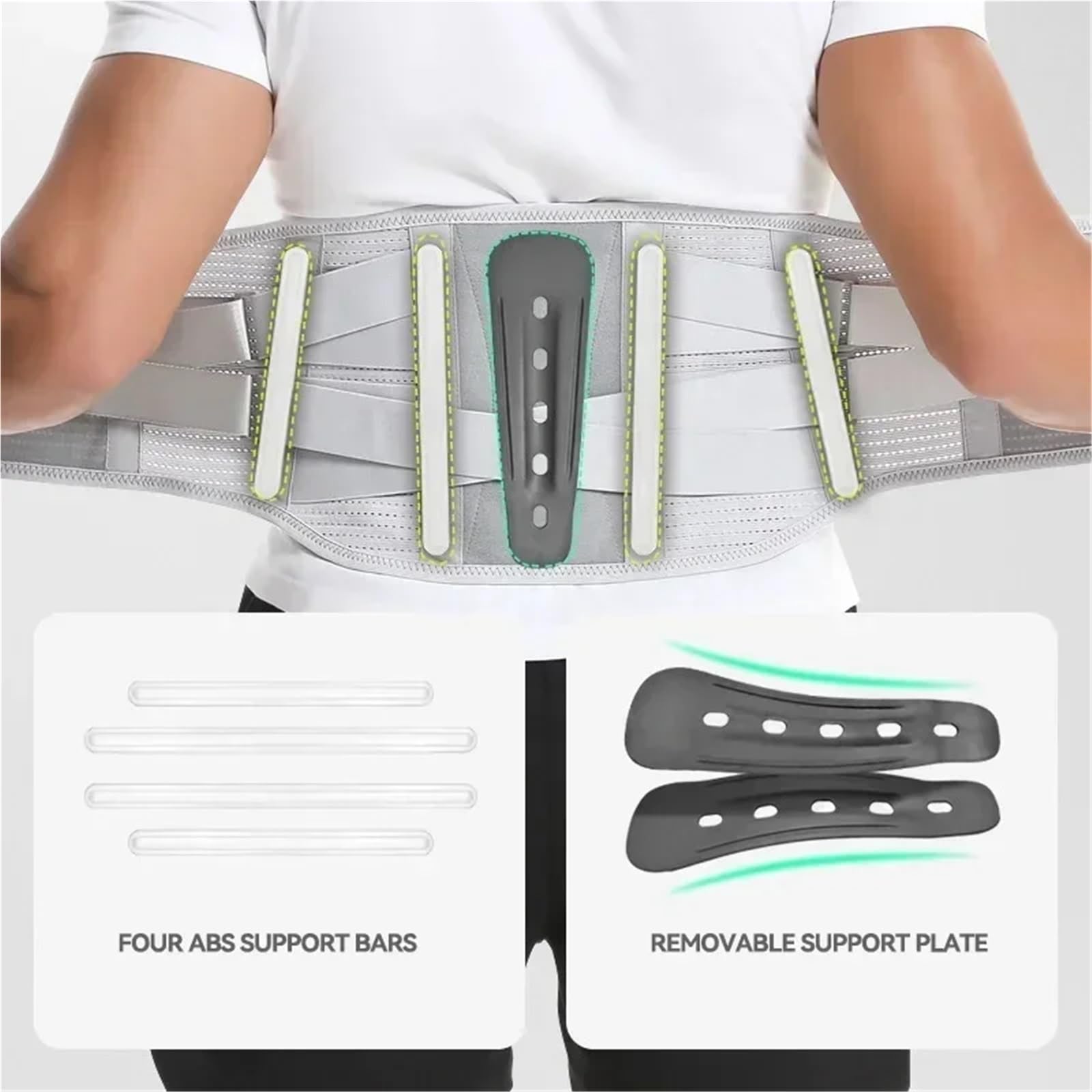 Faja de soporte para la espalda Faja lumbar for dolor con almohadilla extraíble, cinturón de soporte for hombres y mujeres(L)