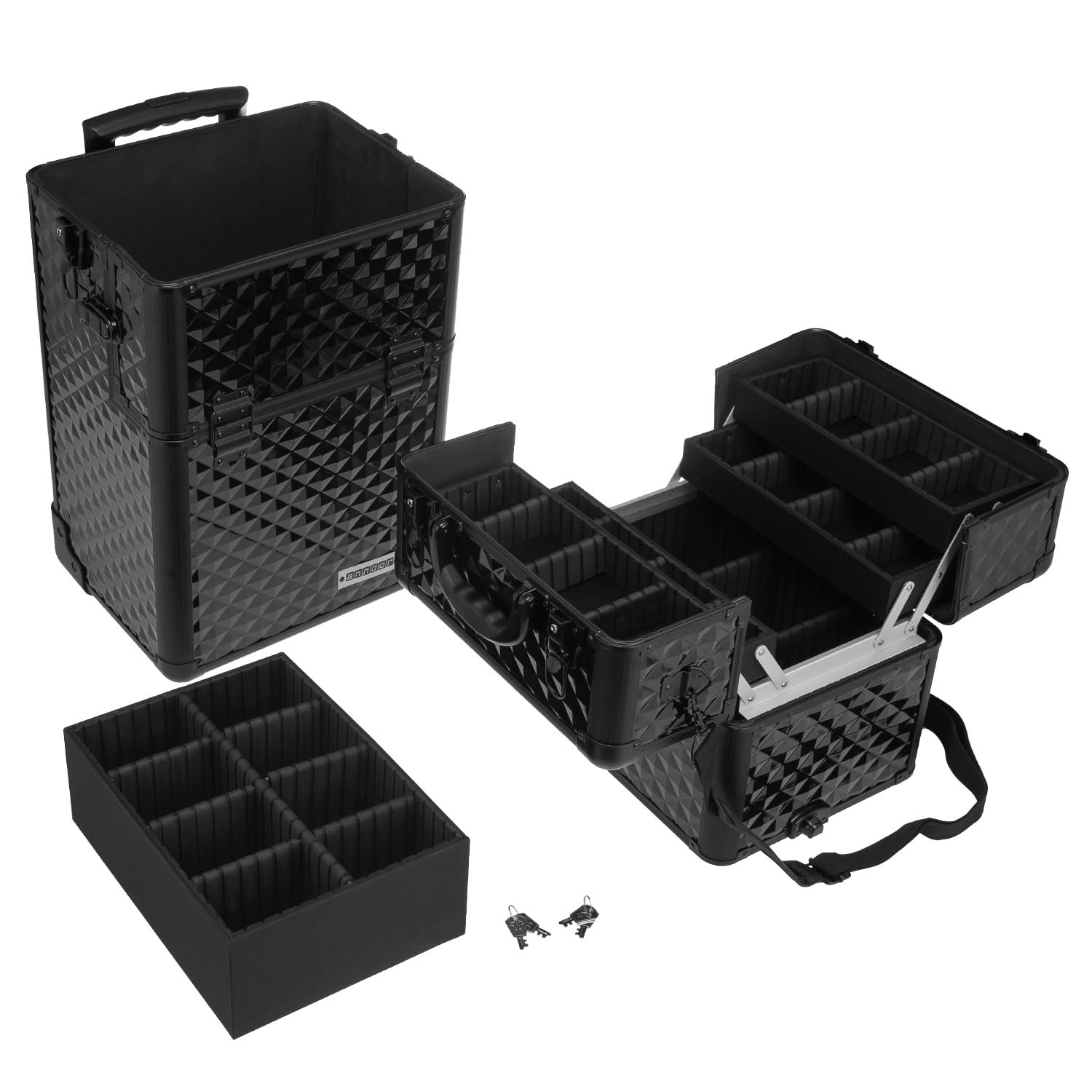 anndora 2 Rad Beauty Trolley 60 Liter Salontrolley Friseurkoffer komplett schwarz