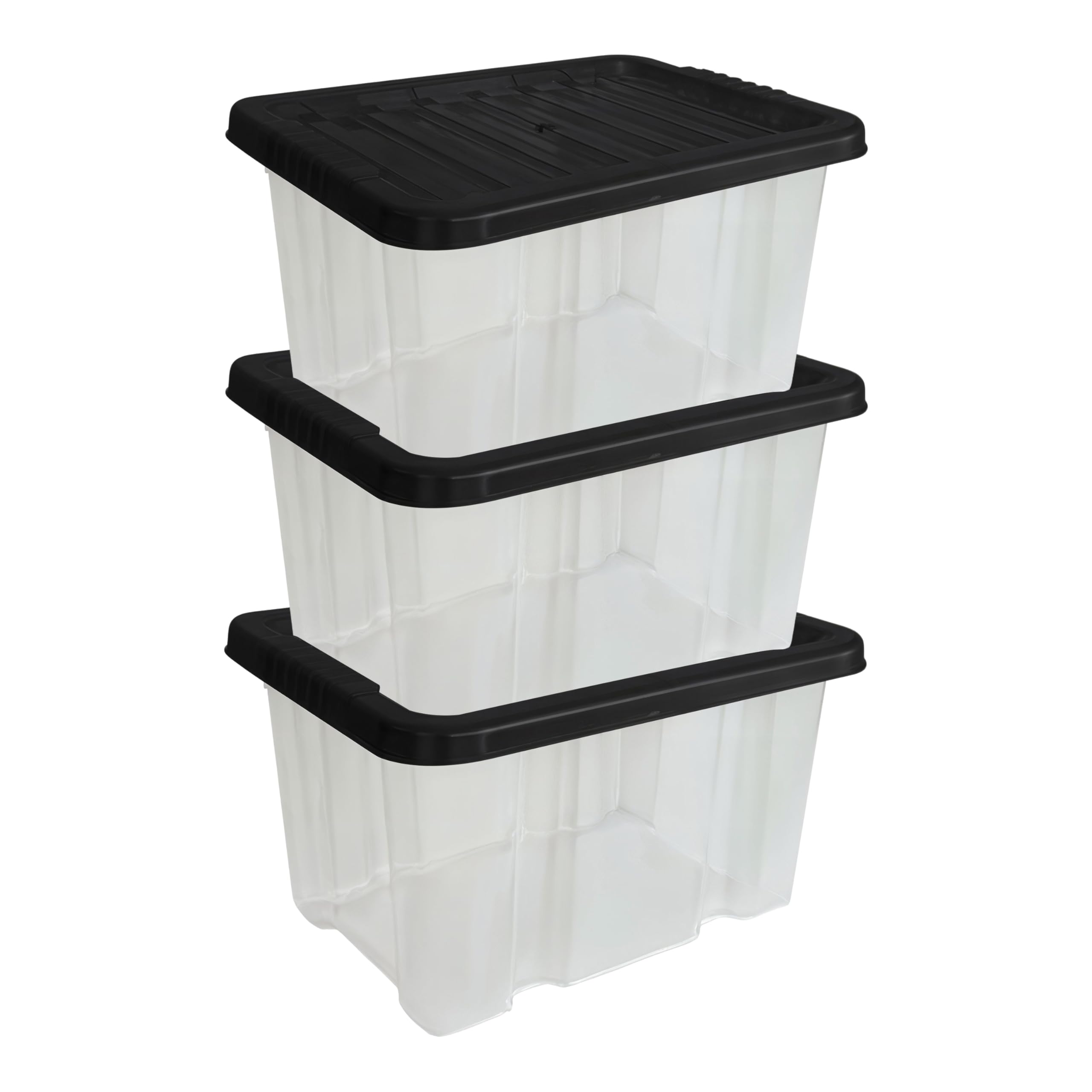 MantraRaj Storage Boxes with Lids 24L Under Bed Storage Box, Clear Multipurpose Nestable Stackable Plastic Storage Boxes,Clear Containers for Home, Kitchen, Garage, Office, Accessories -Pack Of 3
