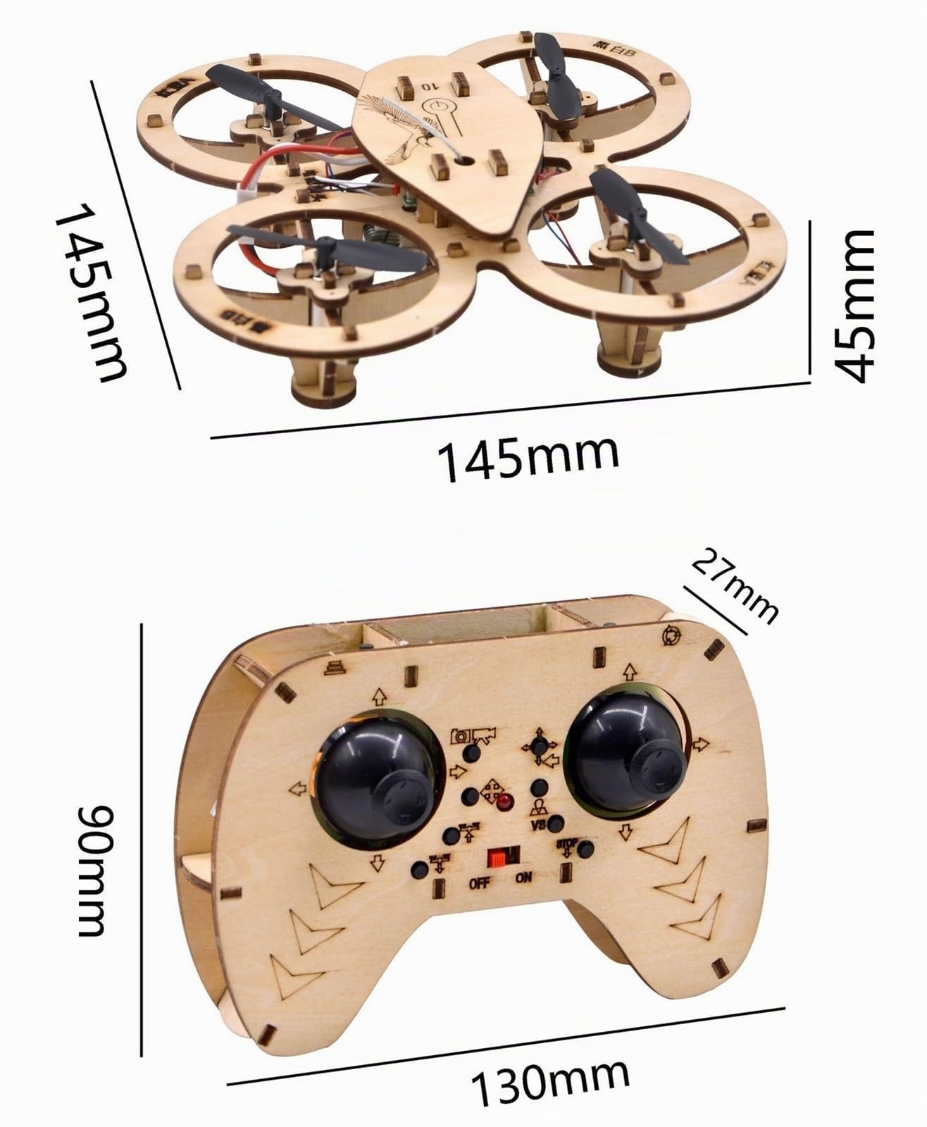 Blocchi Di Costruzione In Legno Fai-da-te Volanti Kit Modello Di Drone In Legno Fai-da-te Aereo Telecomandato Addestramento Assemblaggio In Quadcopter Rc Drones Kit