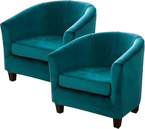 cjc Funda de terciopelo para silla de club, 2 piezas, funda para silla de bañera de barril para sala de estar, funda de sofá con fundas de cojín,