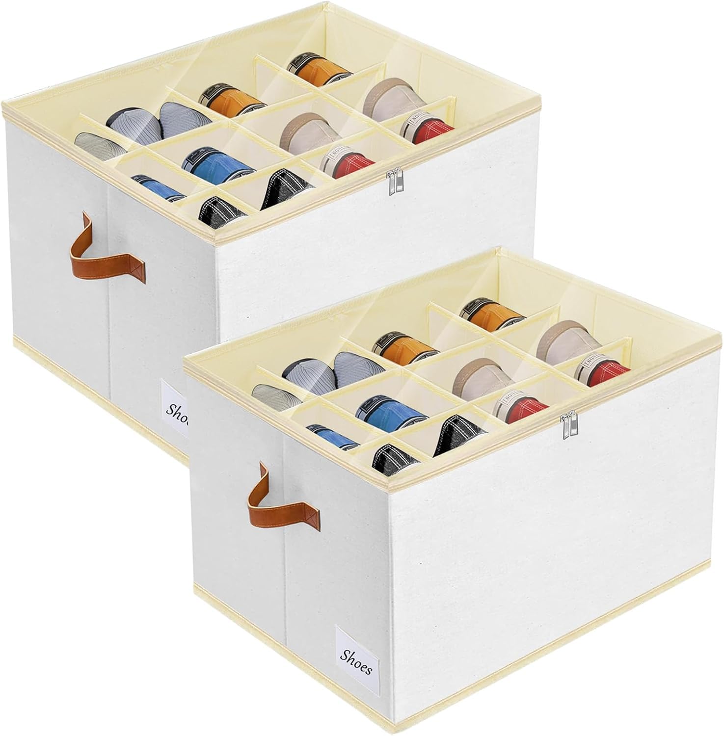 Scatole per Scarpe, Adatto per 12 Paia, Organizer Scarpe, Organizer per scarpe per armadio con coperchio trasparente e manici rinforzati per Camera da Letto, Ingresso, Armadio (2)