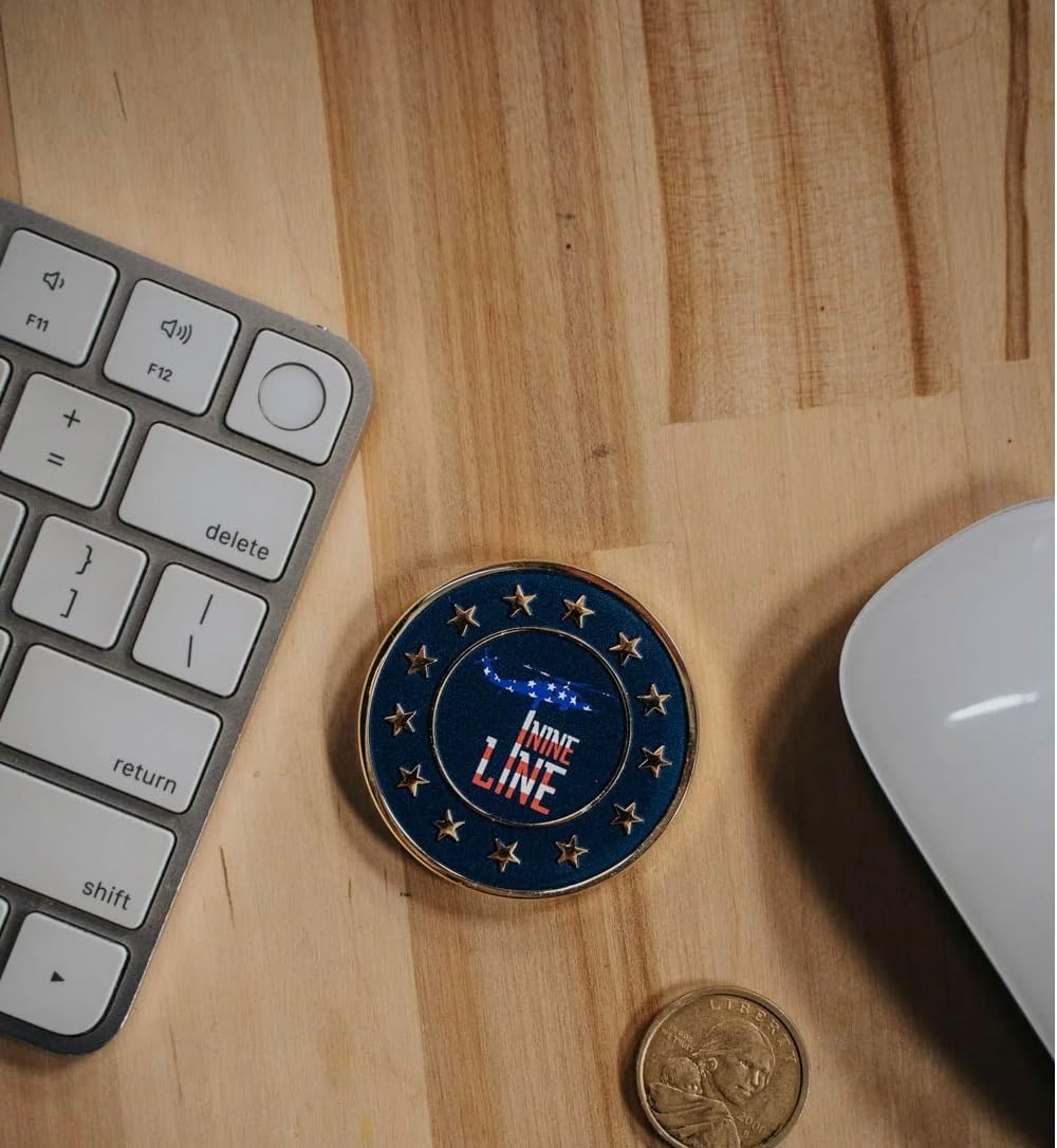 Nine Line American Flag Schematic Challenge Coin, 1776-2026 USA Patriotic Commemorative, Veteran Gift