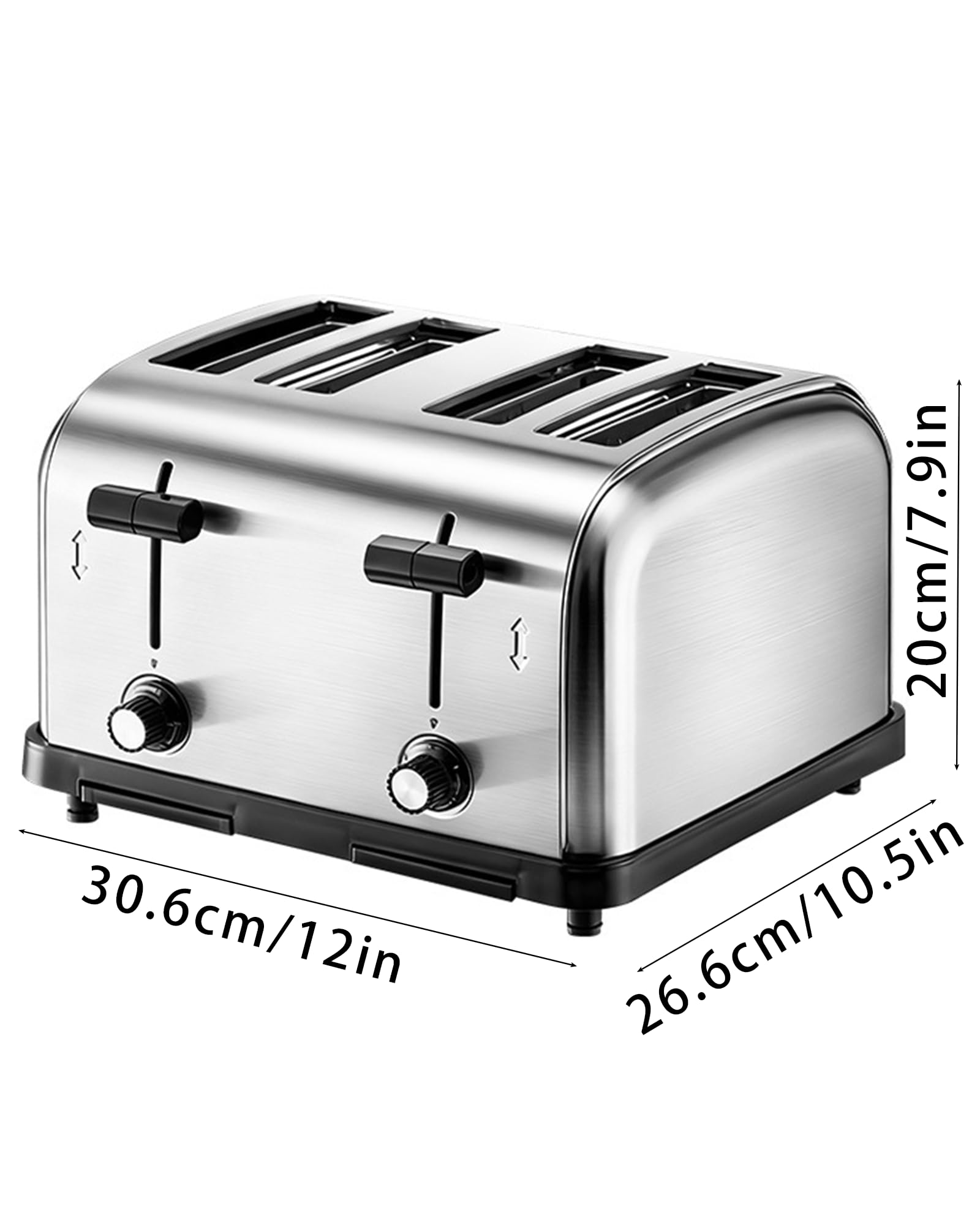 Toster Chlebowy Domowy 1800W, Na 4 Kromki Chleba, Opiekacz Chlebowy Z 6-Stopniową Regulacją Opiekania I Automatycznym Wysuwem, 4 Cm Bardzo Szerokie Szczeliny, Wysuwana Tacka Na Okruchy, Elektryczny