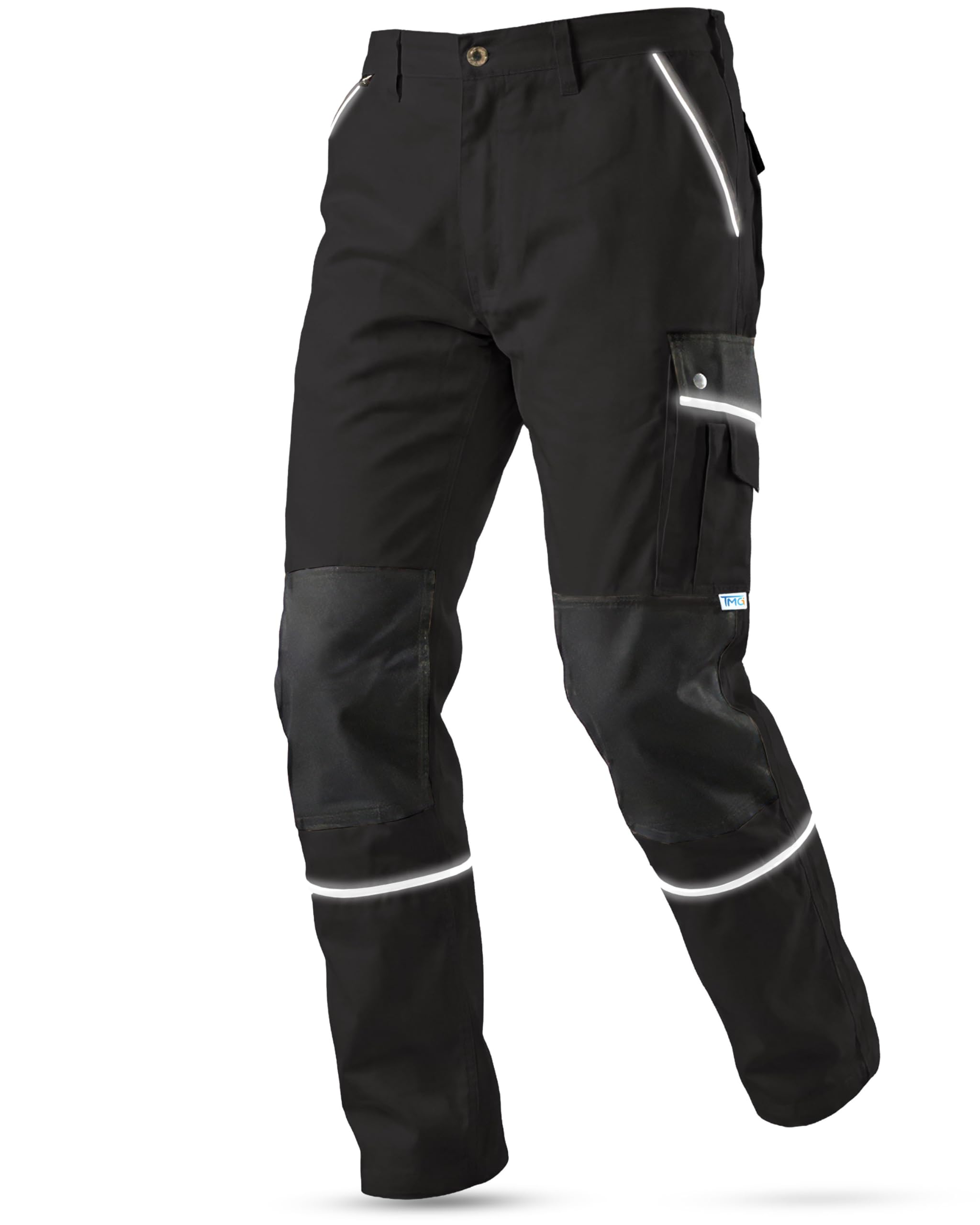 TMG® Pantalones de Trabajo para Hombres | Negro | XS-7XL | Pantalones de Trabajo Resistentes y Elásticos | con Multibolsillos y Reflectores | Artesanos, Electricistas, Mecánicos 52