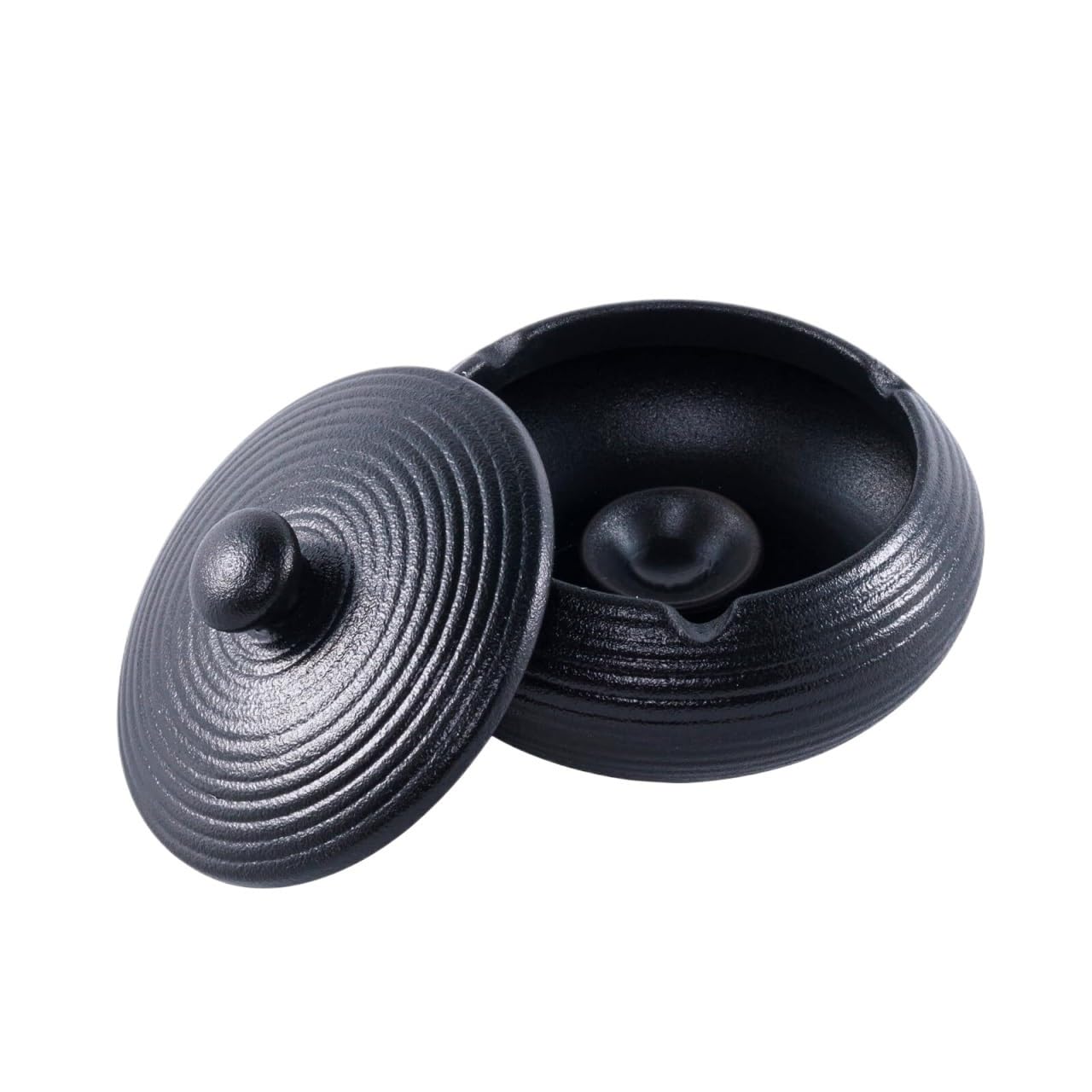 Smoking Ash Tray Ceramic Ashtray With Lid Windproof Desktop Cigarette Holder For Smokers Smokers(Black)