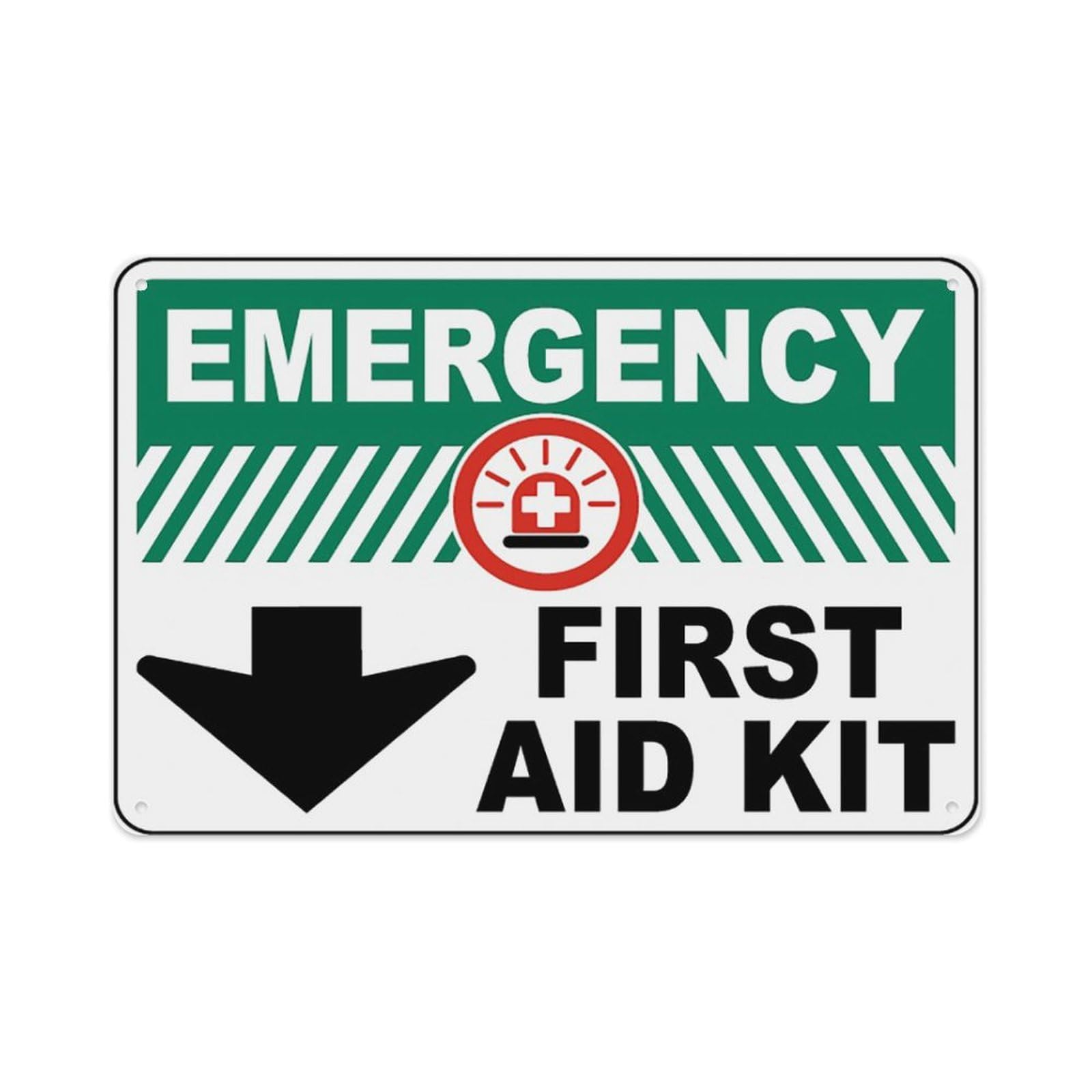 Emergency First Aid Kit Sign Aluminum Tin Warning Signs For Home Outdoor Garden 8x12 Inch