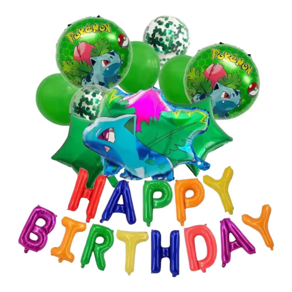 Pokemon 10 Balloons and 1 Foil Balloon Banner | Venusaur