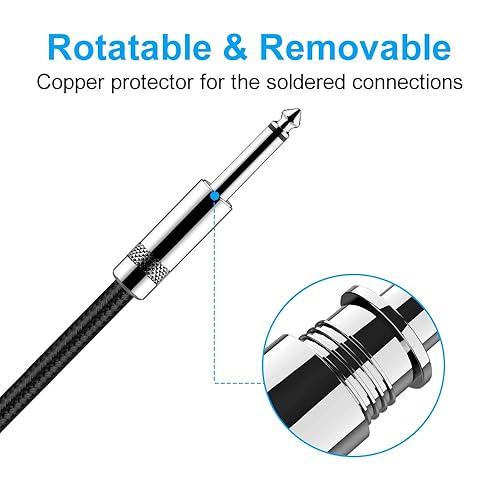 Miniatura 9 de New bee - Cable de guitarra de 10pies, para instrumentos eléctrico, cable AMP para bajo, para guitarra eléctrica, bajo eléctrico, mandolina