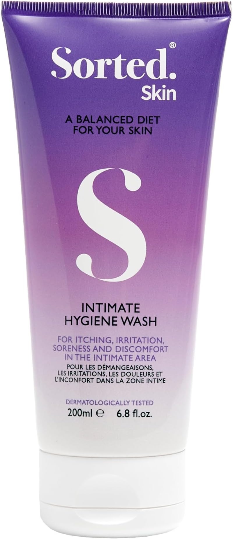– Sorted Skin Intimate Hygiene Wash Supports Balanced pH and Relief from Dryness and Discomfort Hypoallergenic with Natural Antihistamine for Men and Women 200ml