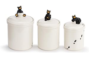 Bear Pawprint Black and White Ceramic Storage Canisters by DEMDACO