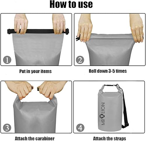 Miniatura 4 de MR LION Bolsa seca impermeable  Mochila impermeable con parte superior enrollable que mantiene el equipo seco para kayak, playa, rafting, canotaje,