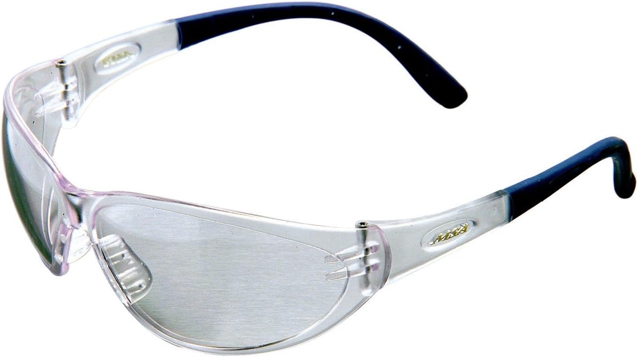 Safety Works 10041055 Padded Brow Guard Safety Glasses, Blue Frame, Clear Lens