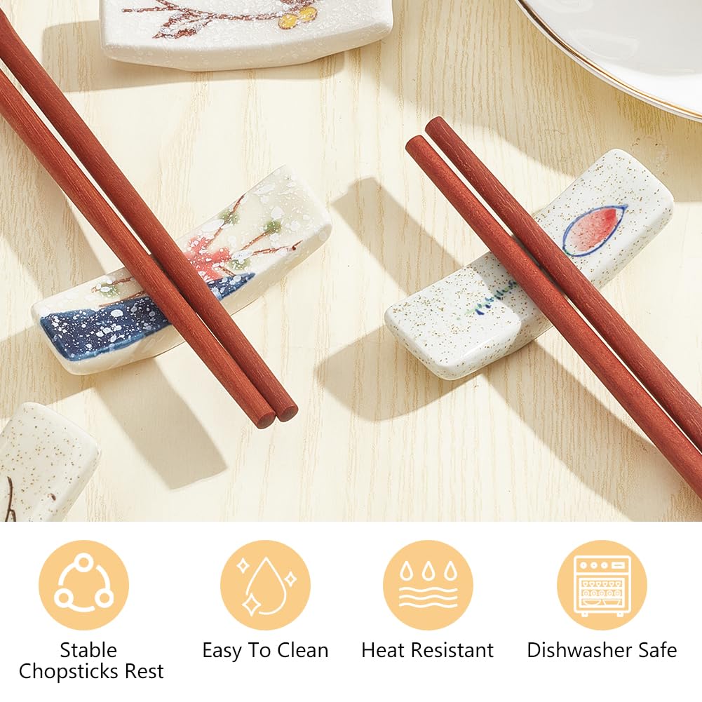 Beinkmake Lot 8 Supports Baguettes Céramique Japonais - Repose Cuillères Fourchettes Pinceaux