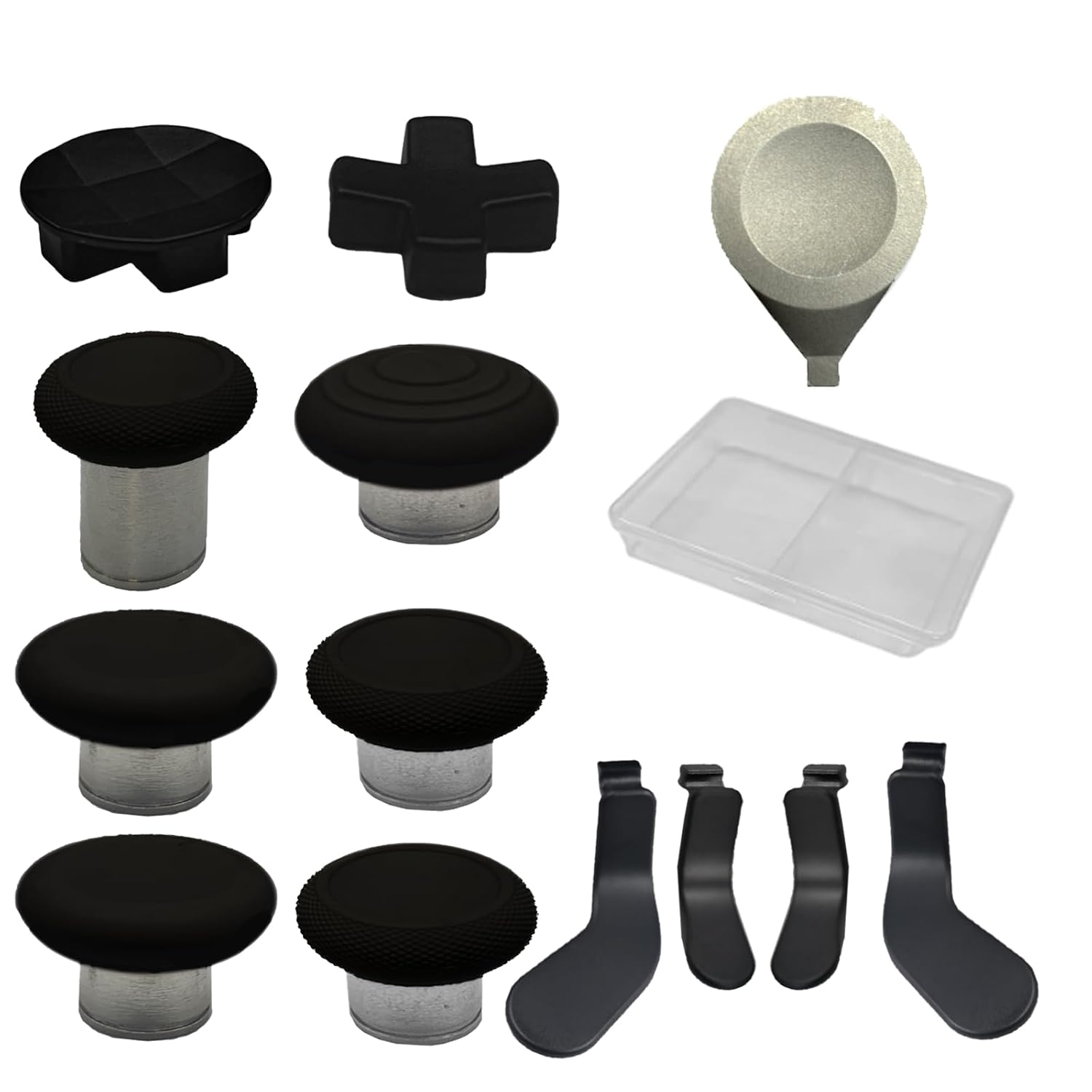 13 in1 Metal Thumbsticks for Xbox One Elite Series 2,Replacement Magnetic Buttons kit for Xbox Series 2 Core, Includes 6 Magnetic Swap Joysticks, 4 Paddles, 2 D-Pads, 1 Adjustment Tool(Black)