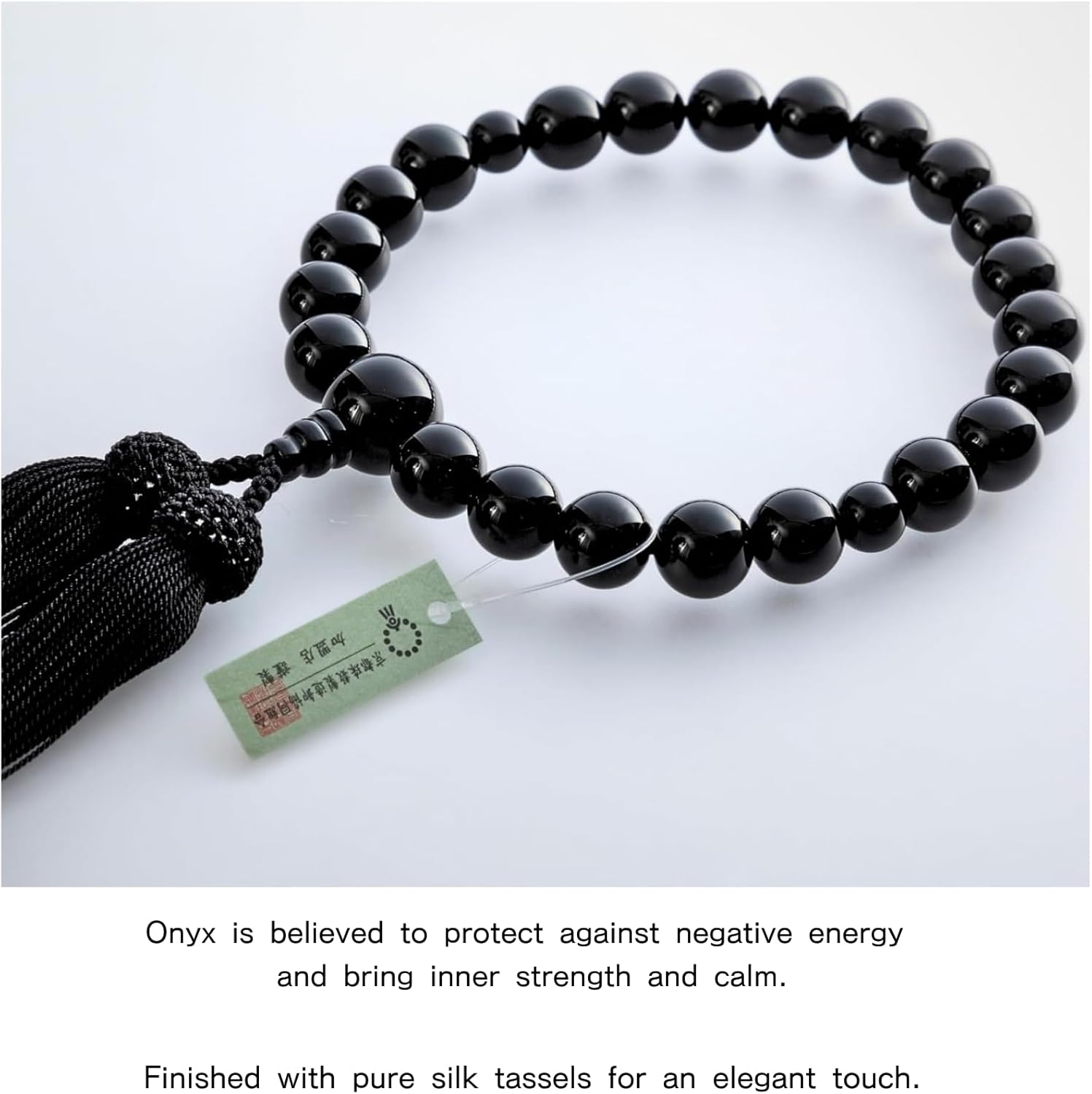 Buddhist Beads Juzu, Prayer Beads, Buddhism Mala,Made in Japan,Onyx,Handcraft,Men,