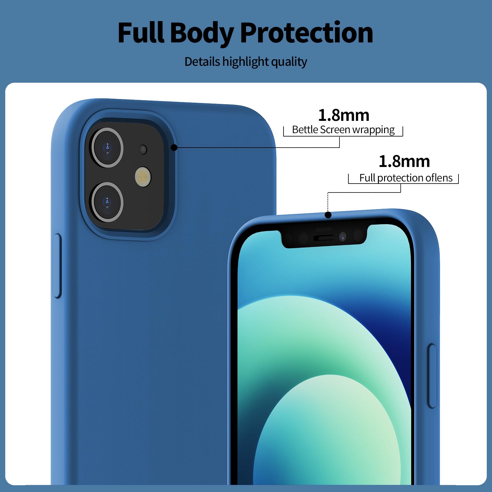 TAXXOE Silicone Case Compatible with iPhone 12 Case/12 pro case Soft Ultra Slim Protective Shockproof Liquid Silicone Phone Case,Anti-Scratch Microfiber Lining - Image 4