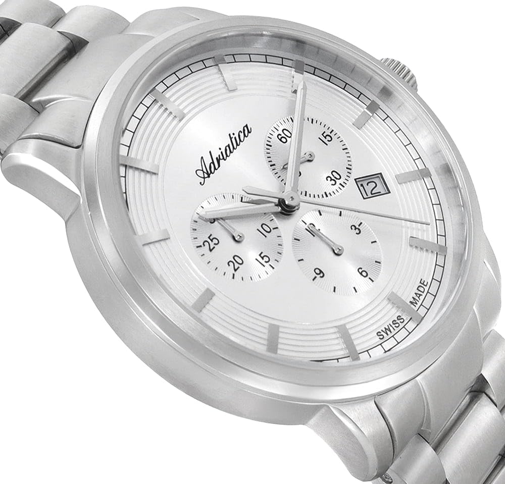 Adriatica Męski Zegarek A8307.5113CH z Bransoletą Stalową, Mechanizm Kwarcowy, Chronograf i Datownik